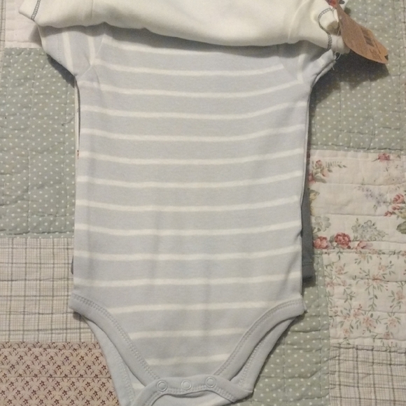 Fox Themed Organic Cotton White and Gray Baby 5 Pc Bodysuit Set - Picture 7 of 17